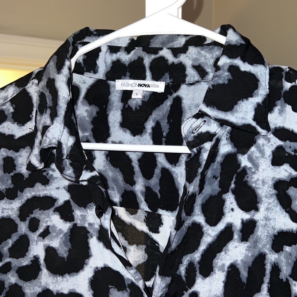 Leopard Print Party Club Button Down men